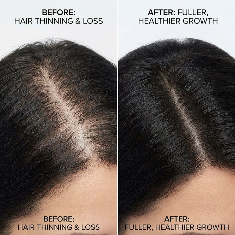 Antes y después: cabello más denso
