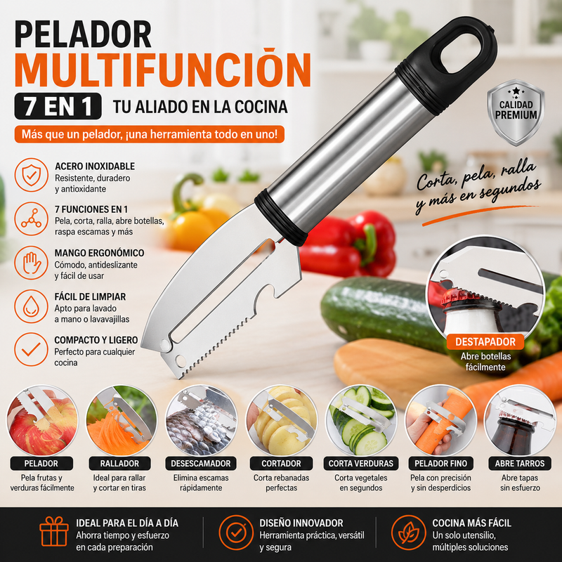 RASPADOR 7 EN 1 PARA FRUTAS Y VERDURAS – PELATODO